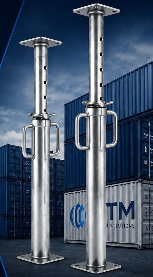 Escoras metálicas galvanizadas FTM Global Solutions para escoramento de lajes e vigas